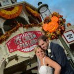 Main Street USA Wedding Portrait in Front of Ice Cream Parlor